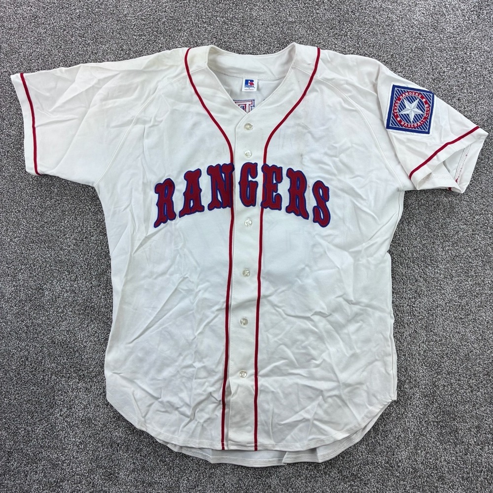 Vintage Texas Rangers Jersey Mens Large Kenny Rogers #37 Russell Athletics White